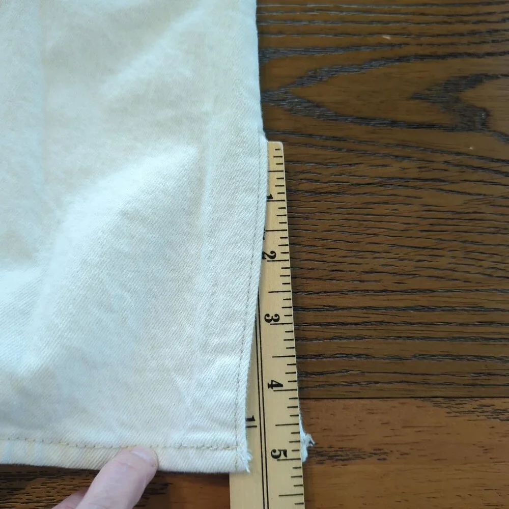 Abercrombie & Fitch Women's White Jeans Sz 14 The Straight Curve Love Slit Hem